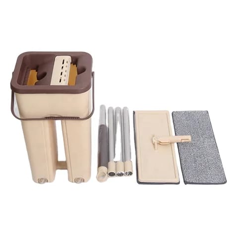 Darziq professional home cleaning system with flat floor mop, bucket, and two washable microfiber pads for effective cleaning.