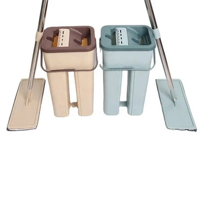 Darziq professional home cleaning system with squeeze flat floor mop, bucket, and 2 washable microfiber pads for effective cleaning.