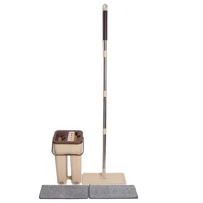 Darziq Flat Floor Mop and Bucket Set with two washable microfiber pads for professional home cleaning and floor maintenance.