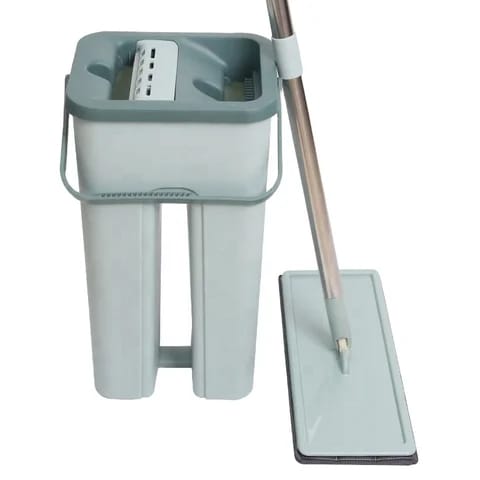 Darziq professional flat floor mop and bucket set with two washable microfiber pads for effective home cleaning.