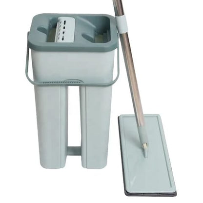 Darziq professional flat floor mop and bucket set with two washable microfiber pads for effective home cleaning.