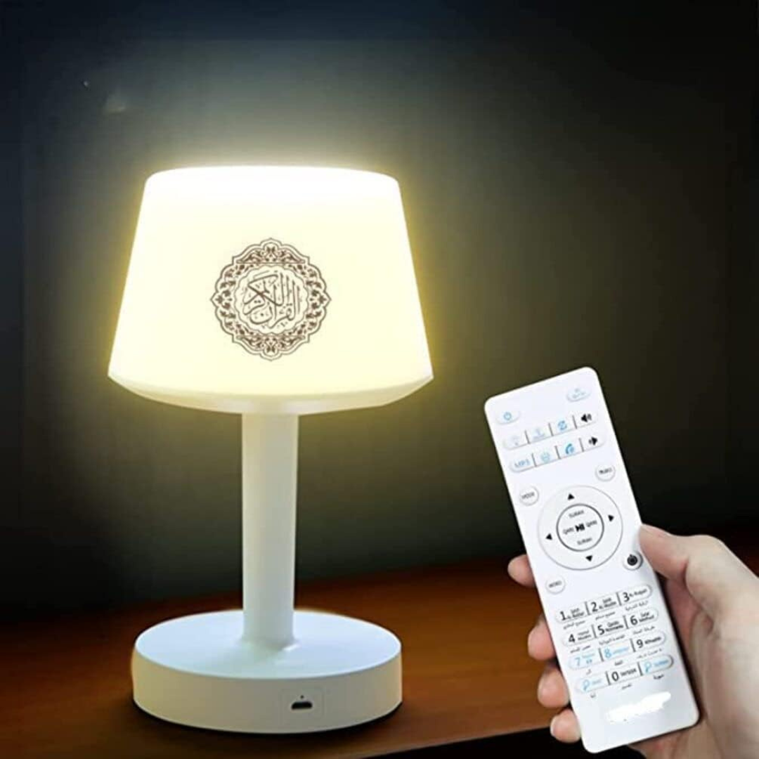 Darziq Quran Smart Touch LED Lamp with Bluetooth speaker and remote, designed for home and kitchen use, features touch controls.