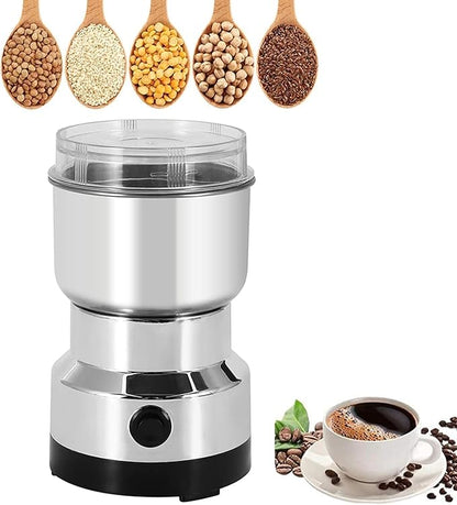Darziq stainless steel electric grinder for home and kitchen use, featuring a sleek design and compact size for grinding spices and grains.