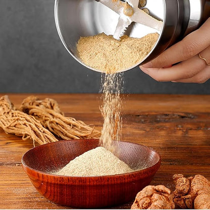 Darziq stainless steel electric grinder for home and kitchen use, featuring a sleek design and durable construction.
