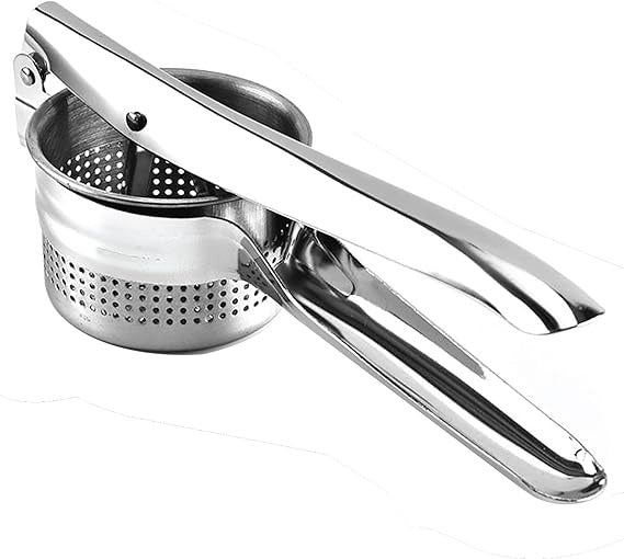 Darziq stainless steel masher for home and kitchen use, with a sturdy handle and textured surface for mashing vegetables and potatoes.