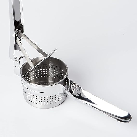 Darziq stainless steel masher for home and kitchen use, featuring a sturdy handle and durable mashing plate.