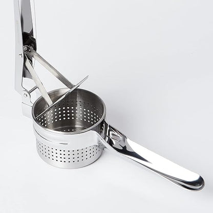 Darziq stainless steel masher for home and kitchen use, featuring a sturdy handle and durable mashing plate.