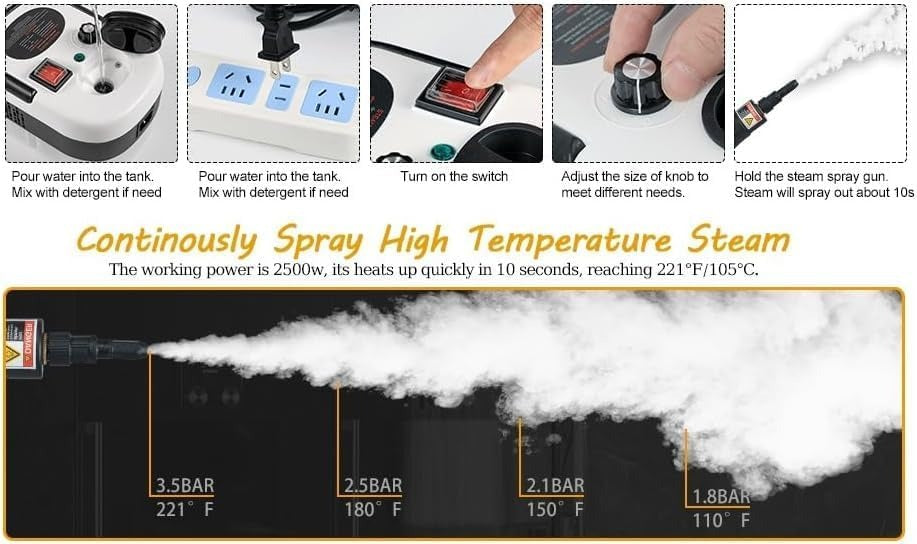 Darziq TB-961 portable handheld steam cleaner for home and kitchen cleaning, with trigger handle and steam outlet.