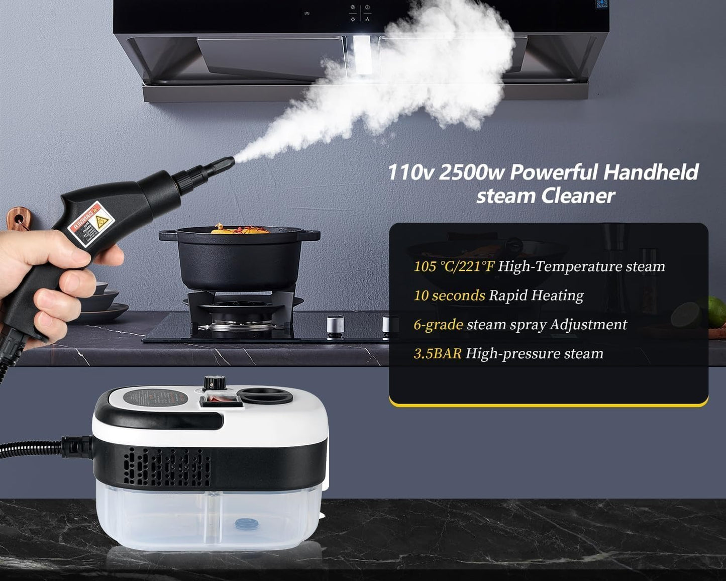 Darziq TB-961 portable handheld steam cleaner for home and kitchen cleaning, with a compact design and easy handle.