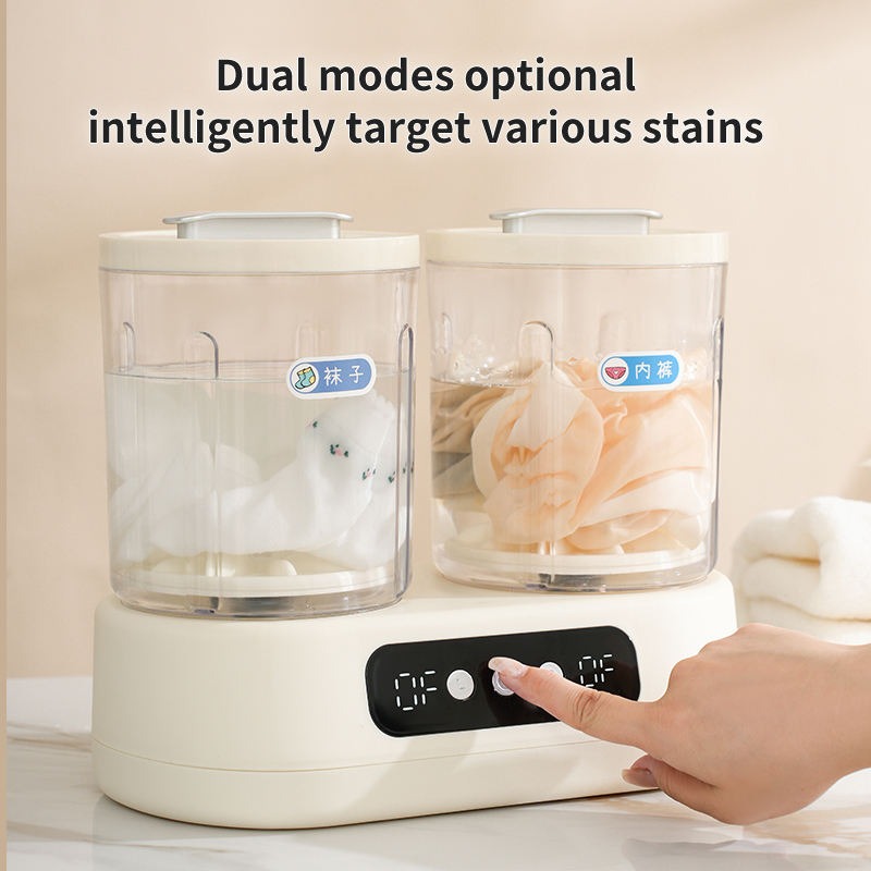 Darziq twin tub mini washing machine for home and kitchen use, compact appliance with two wash tubs, black and silver finish