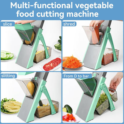 Darziq vegetable chopper and food slicer for home and kitchen use, with multiple blades for quick vegetable preparation.