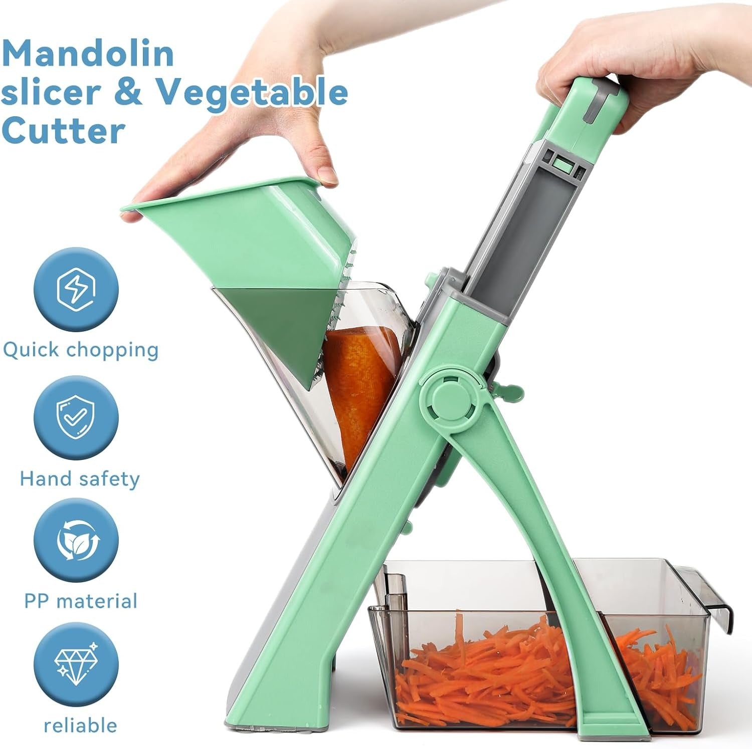 Darziq vegetable chopper and food slicer for efficient home kitchen food prep, showing sharp blades and compact design.