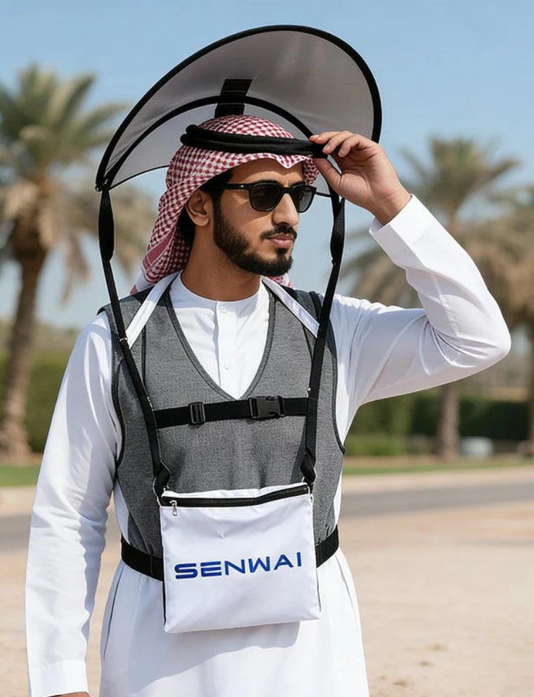 Darziq wearable sun shade hat designed for outdoor protection, with wide brim and lightweight fabric for comfort.