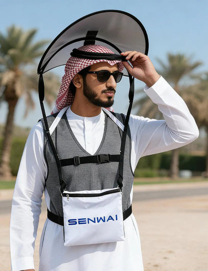 Darziq wearable sun shade hat designed for outdoor protection, with wide brim and lightweight fabric for comfort.