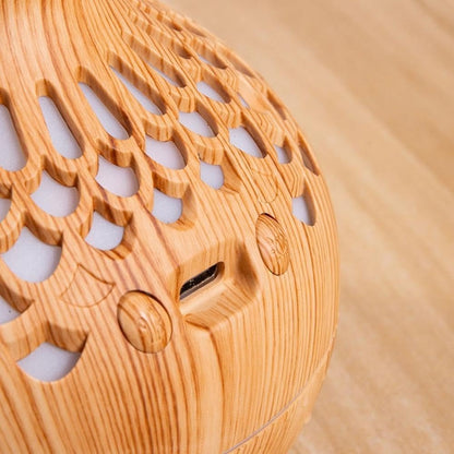 Wooden Darziq cool mist humidifier for home and kitchen, featuring a natural wooden finish and sleek design.