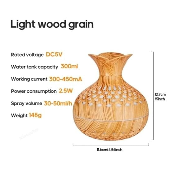 Wooden Darziq cool mist humidifier for home and kitchen, featuring a natural wood finish and compact design.