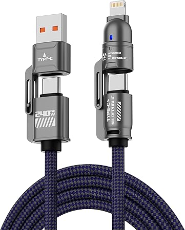Darziq 240W 4-in-1 super fast charging cable for mobile and laptop accessories, with multiple connectors for versatile charging.