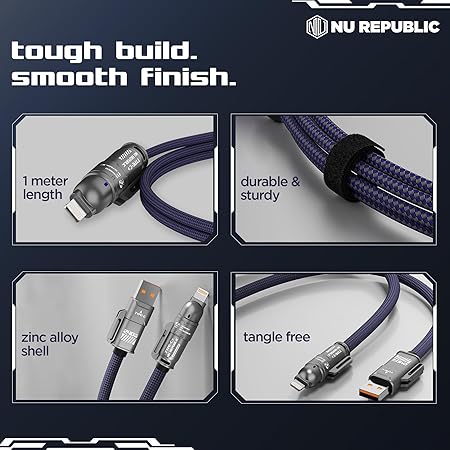 Darziq 240W 4-in-1 super fast charging cable for mobile and laptops, with multiple ports for versatile device charging.