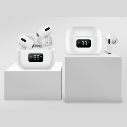Wireless Darziq MINI-99 PLUS earphones for mobile and laptops, shown in black with in-ear design and charging case.