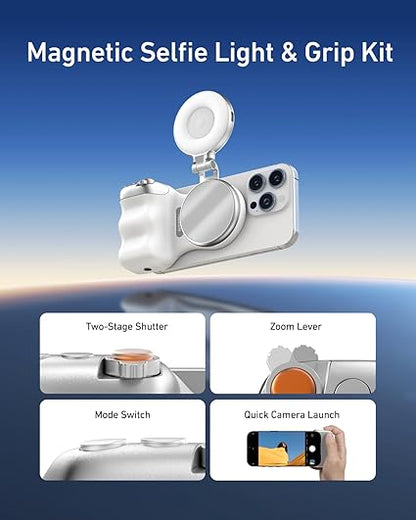 Darziq TELESIN magnetic camera grip and LED selfie light for mobile and laptops, part of the Pro Content Creator Bundle.