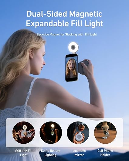 Darziq TELESIN magnetic camera grip and LED selfie light for mobile and laptop content creation, part of the Pro Content Creator Bundle.