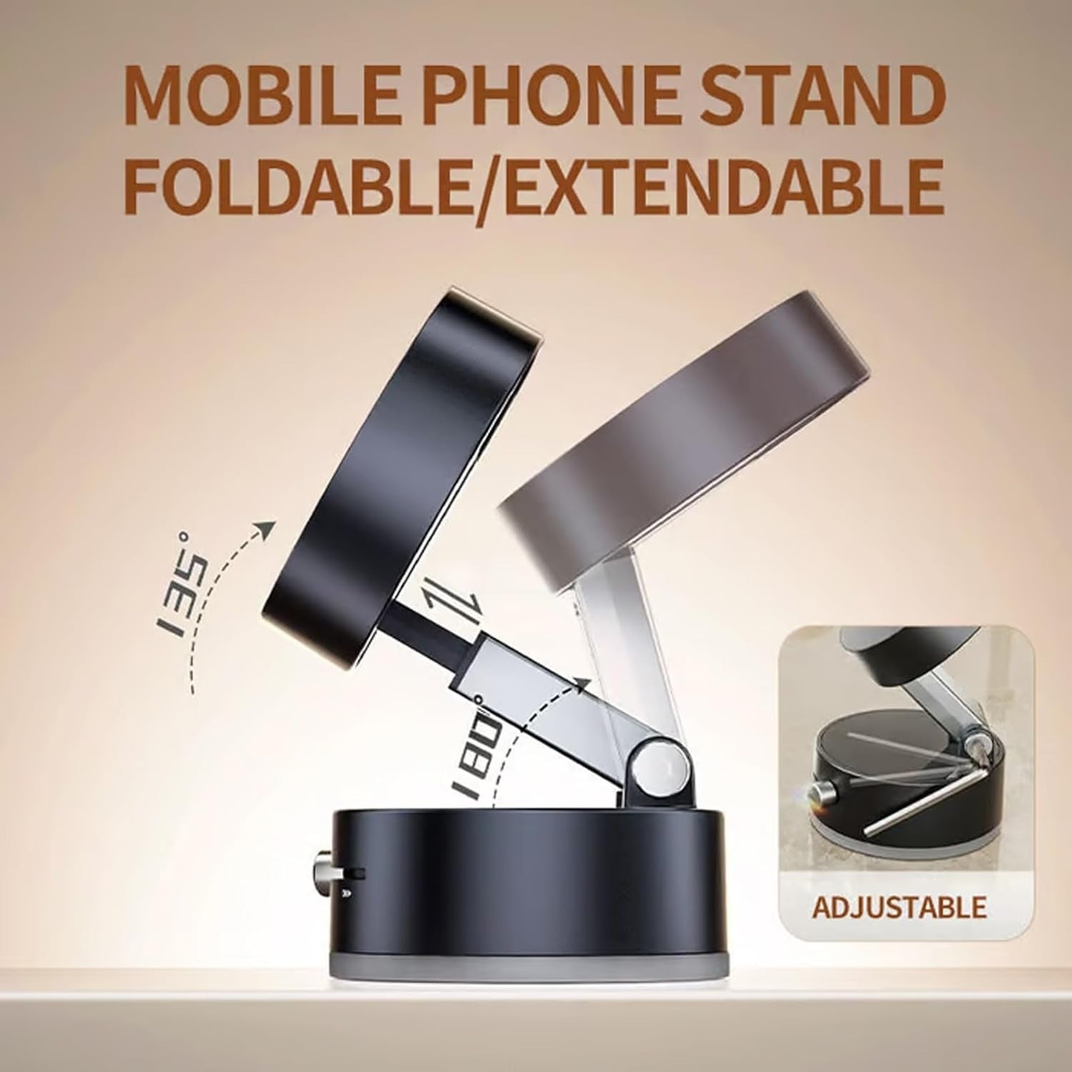 White foldable vacuum magnetic car phone holder by Darziq, designed for secure mobile and laptop mounting.