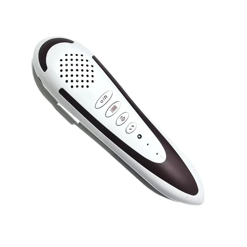 Dar Al Ghalah Quran Reading Pen by Darziq, a sleek tech device with buttons and a digital screen for reading the Quran.