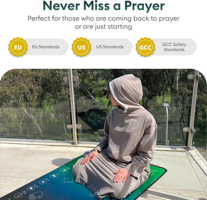 Darziq Smart Interactive Prayer Mat with built-in technology, showing a sleek, modern design on a clean surface.