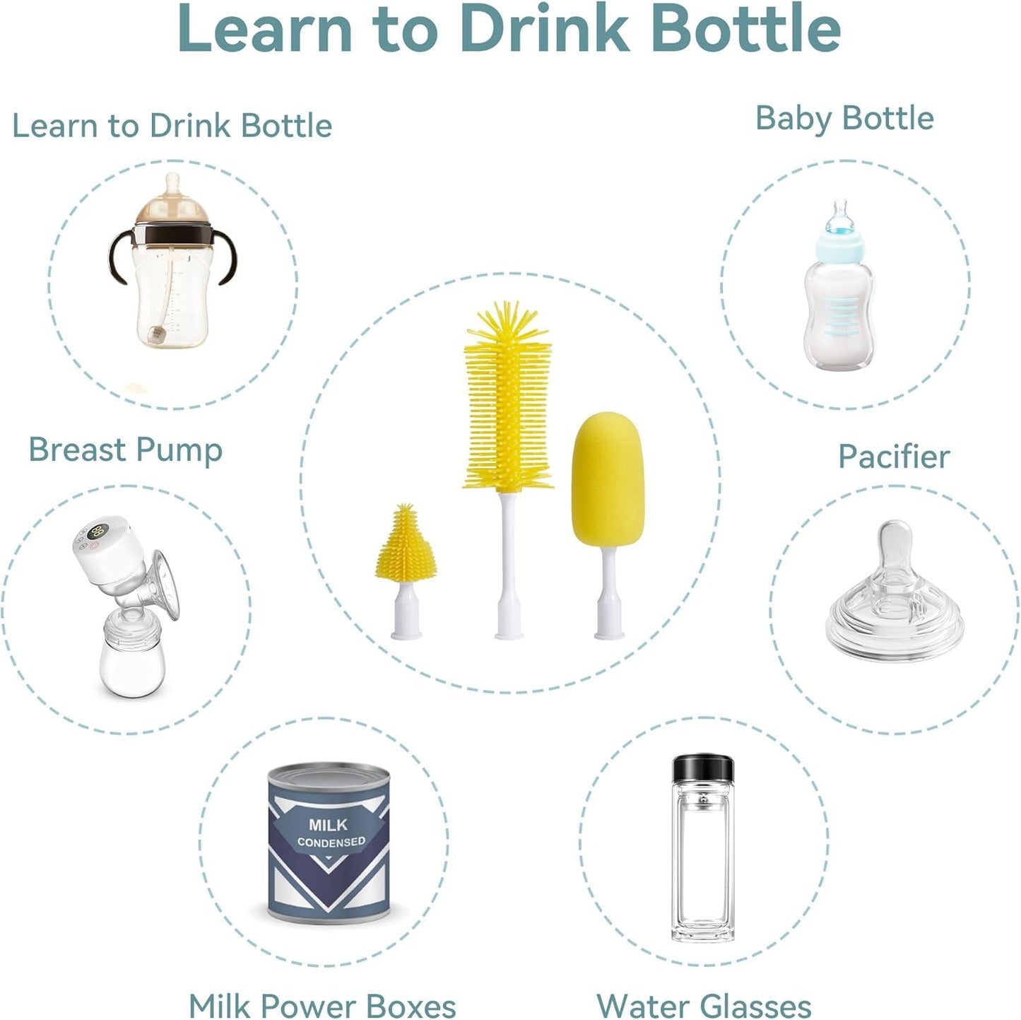 Darziq electric bottle cleaning brush with ergonomic handle and bristles for thorough cleaning of baby bottles.