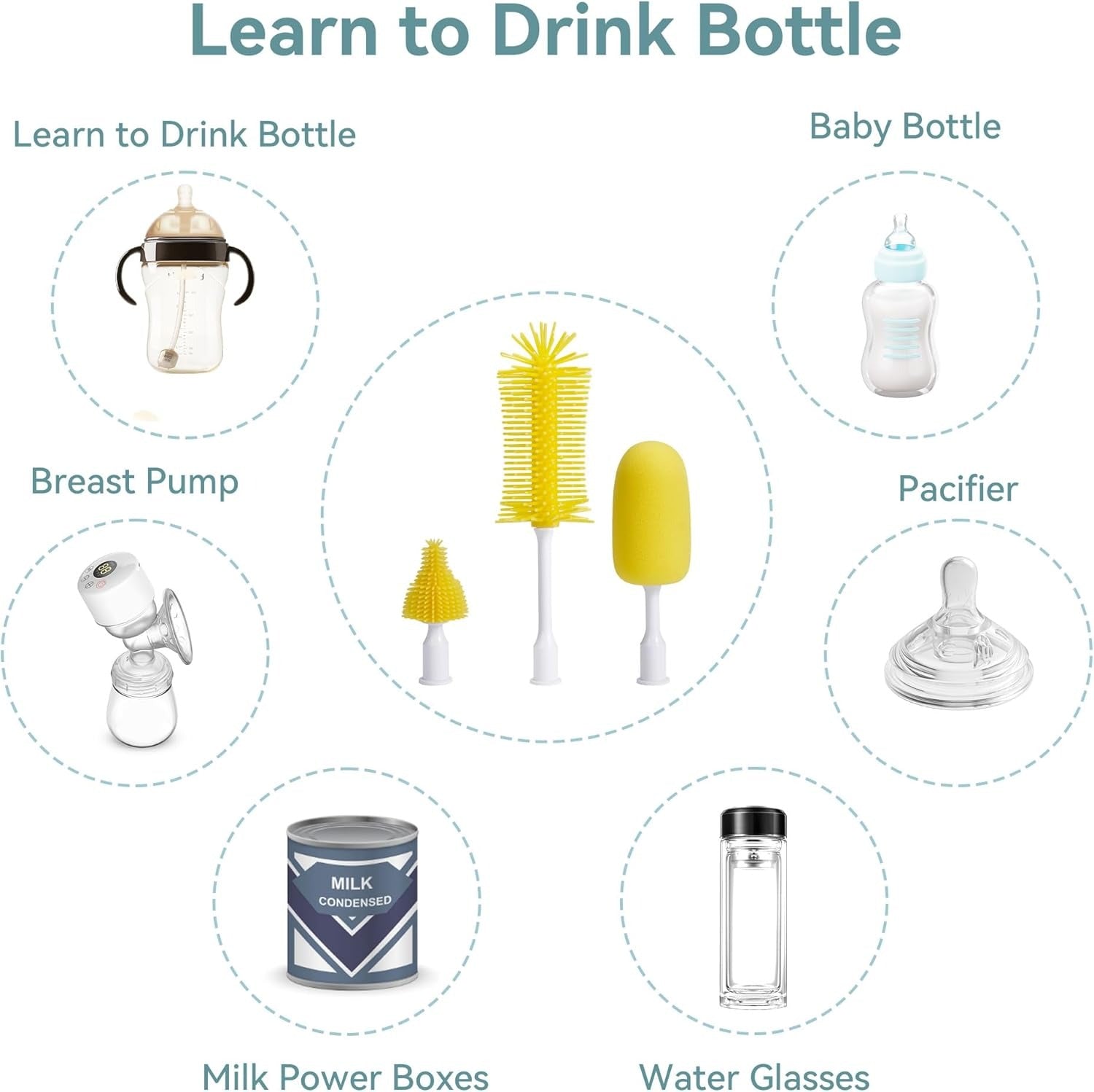 Darziq electric bottle cleaning brush with ergonomic handle and bristles for thorough cleaning of baby bottles.