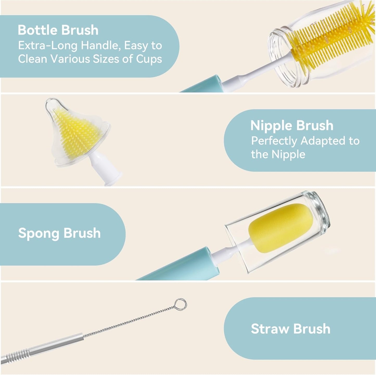 Darziq electric bottle cleaning brush for toys, games, and babies, with bristles designed for thorough cleaning of bottles.