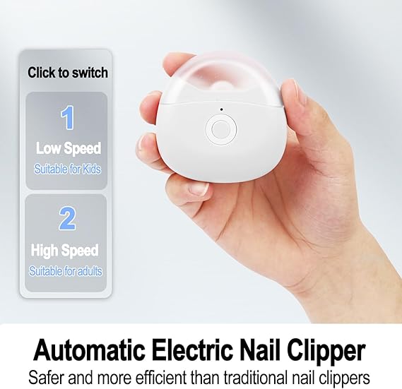 Darziq electric nail clipper for babies, compact and safe grooming tool with a sleek design, suitable for gentle nail trimming.