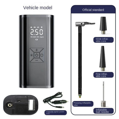 Darziq digital air compressor for cars, compact portable device with digital display and air hose for tire inflation.