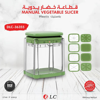 Darziq DLC manual vegetable slicer for home and kitchen use, featuring stainless steel blades and adjustable slicing thickness.