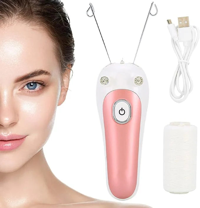 Darziq electric facial threading device for hair removal, showing sleek design and threading tips for precise facial hair removal.