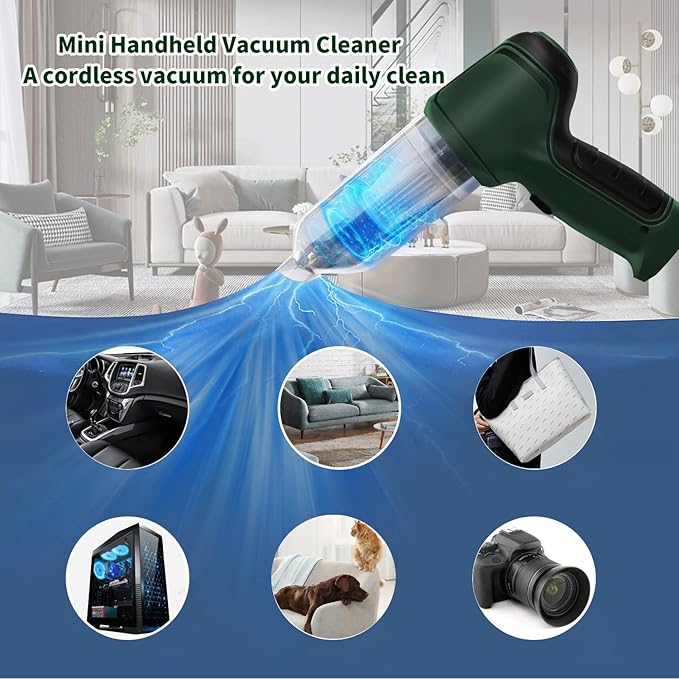 Darziq handheld mini vacuum cleaner for car accessories, compact and portable for quick cleaning of car interior surfaces.