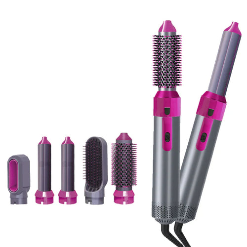 Darziq 5-in-1 Hot Air Brush for styling and drying hair, with multiple attachments for versatile haircare.