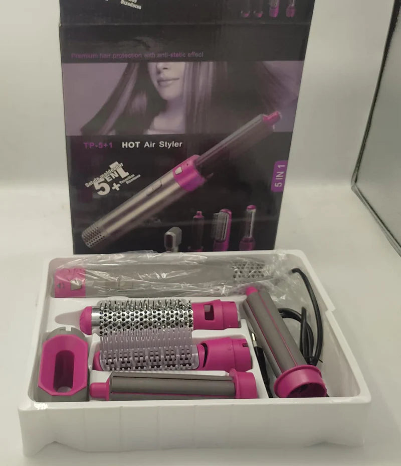 Darziq 5-in-1 Hot Air Brush for styling, drying, and volumizing hair with ionic technology.