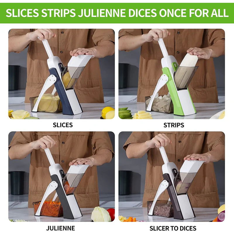 Darziq manual vegetable cutter with stainless steel blades for easy chopping and slicing of vegetables in the kitchen.
