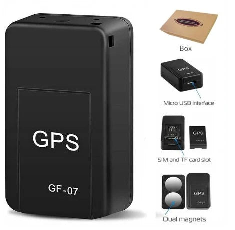 Darziq Mini GPS Tracker for cars, compact car accessory with tracking device and GPS antenna, black, lightweight design.