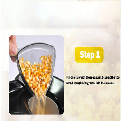 Darziq mini popcorn machine for home and kitchen, compact design with stainless steel popping chamber and clear viewing window.
