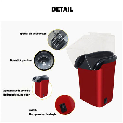 Darziq mini popcorn machine for home and kitchen, compact appliance with stainless steel popcorn kettle and clear lid.