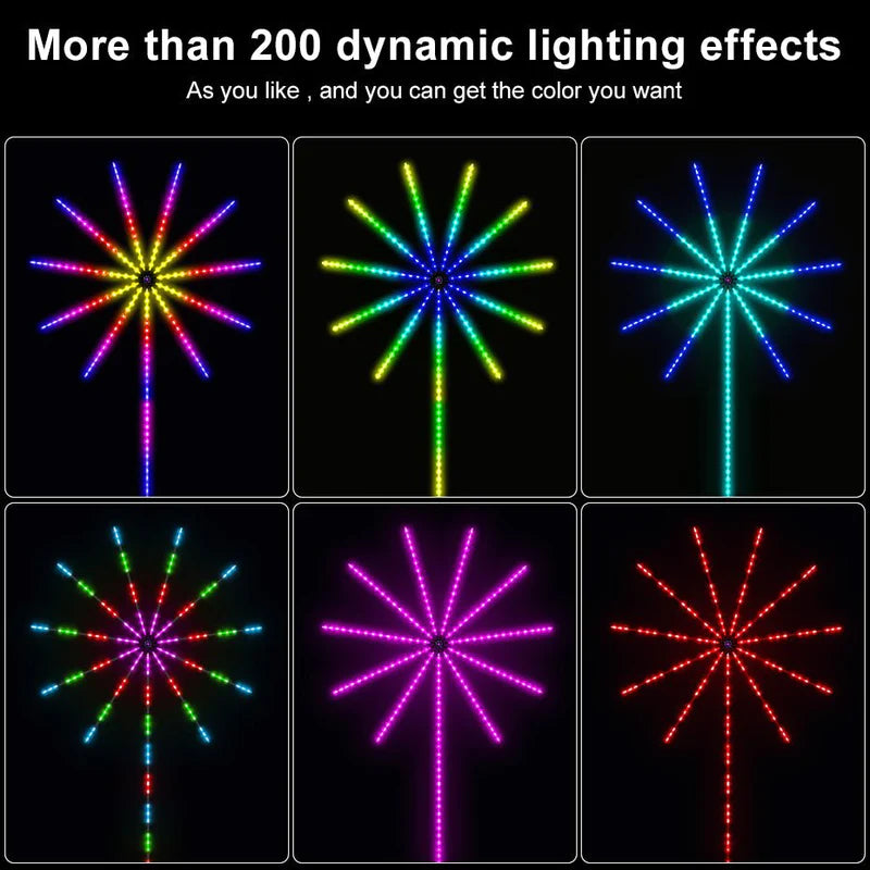 Darziq Smart Firework LED Lights displaying vibrant colors and dynamic lighting effects, perfect for decorative gadget use.