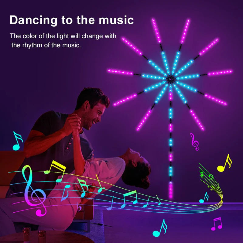 Darziq Smart Firework LED Lights display colorful, dynamic light effects ideal for home decor or festive celebrations.
