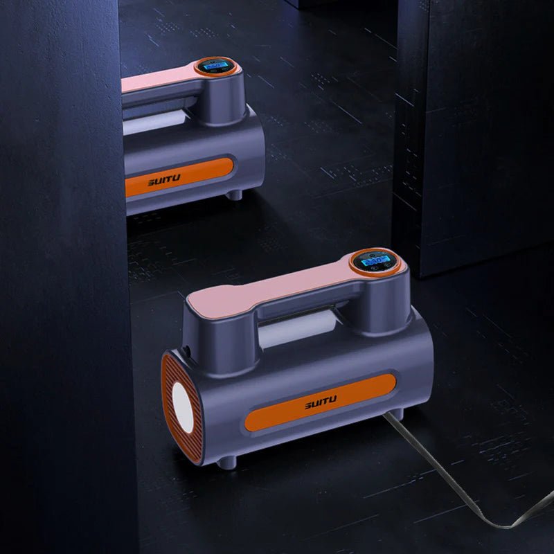 Darziq 12V DC portable tire inflator and compressor for car tires, compact electric auto pump for quick inflation.