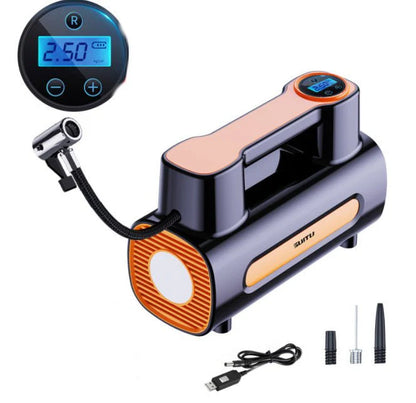 Darziq 12V DC portable tire inflator and electric compressor for car tires, compact auto air pump for quick inflation.