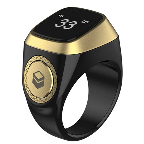 Darziq Zikr Ring gadget with intricate design, showcasing a sleek metallic finish and detailed craftsmanship.
